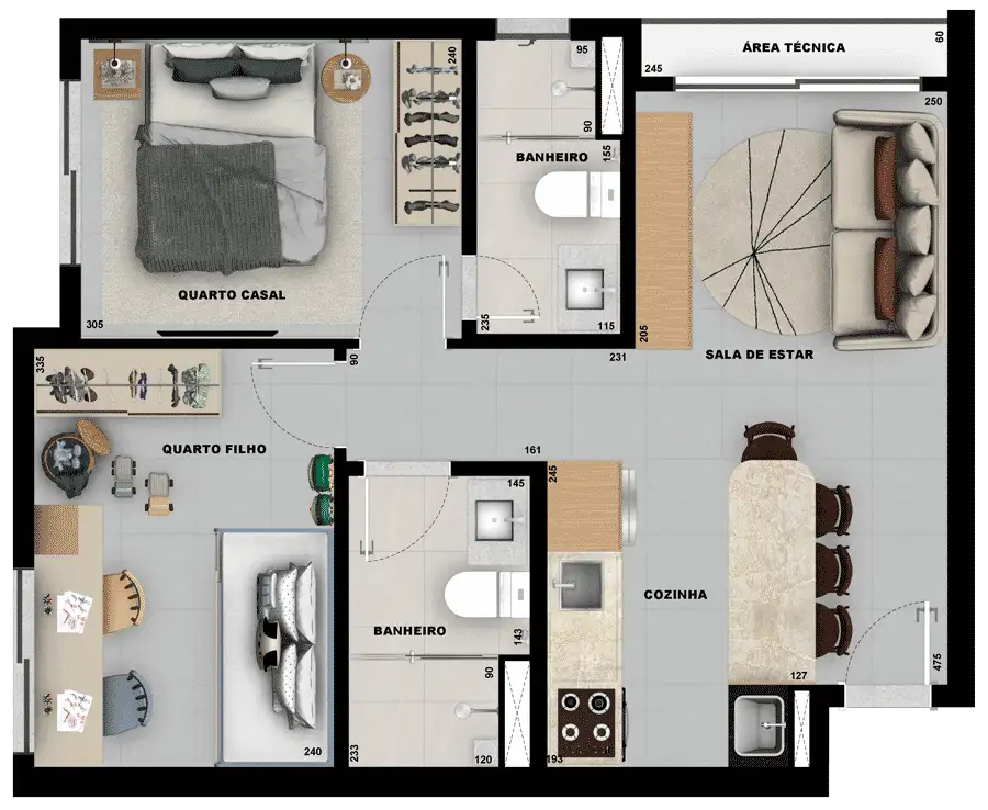 Planta Baixa 2 Quartos